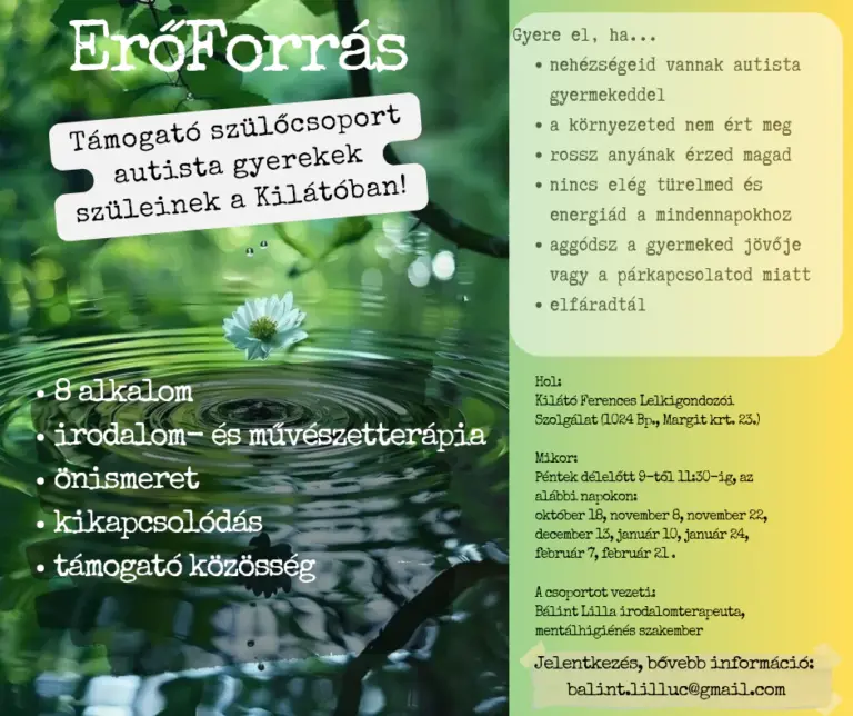 Erőforrás - támogató szülőcsoport autista gyermekek szüleinek - 2024 októbertől