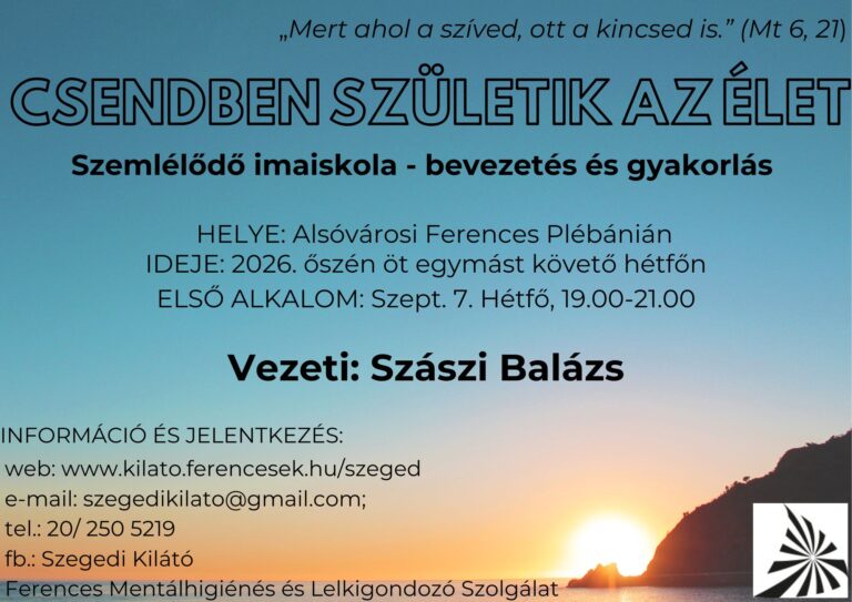 Szemlélődő imaiskola 2026 ősz